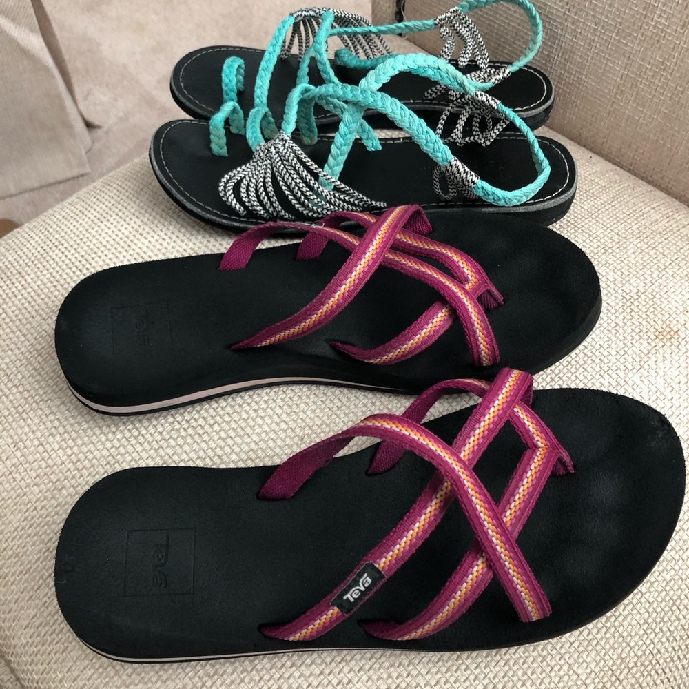 Two pairs boho beach sandals in excellent shape